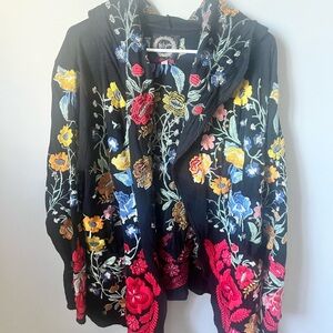 JOHNNY WAS X BIYA embroidered hooded cardigan